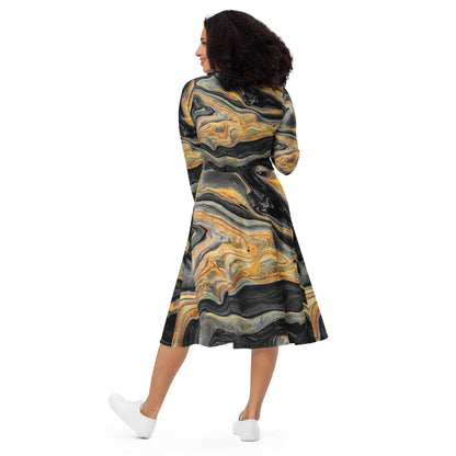 Hippo - All-over print long sleeve midi dress - Hippo