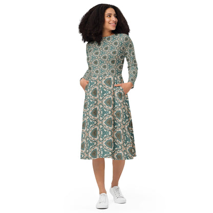 Hippo - All-over print long sleeve midi dress - Hippo