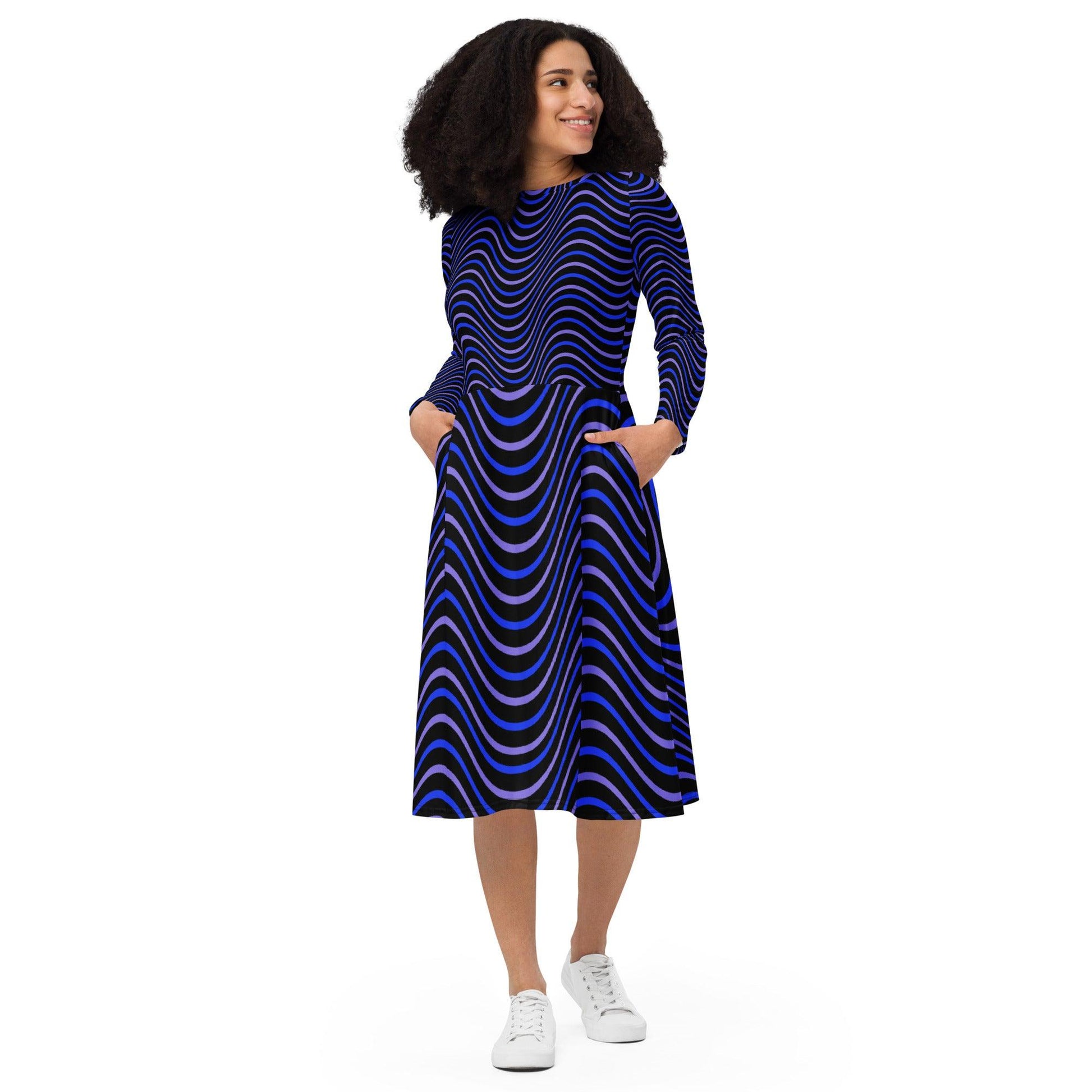 Hippo - All-over print long sleeve midi dress - Hippo