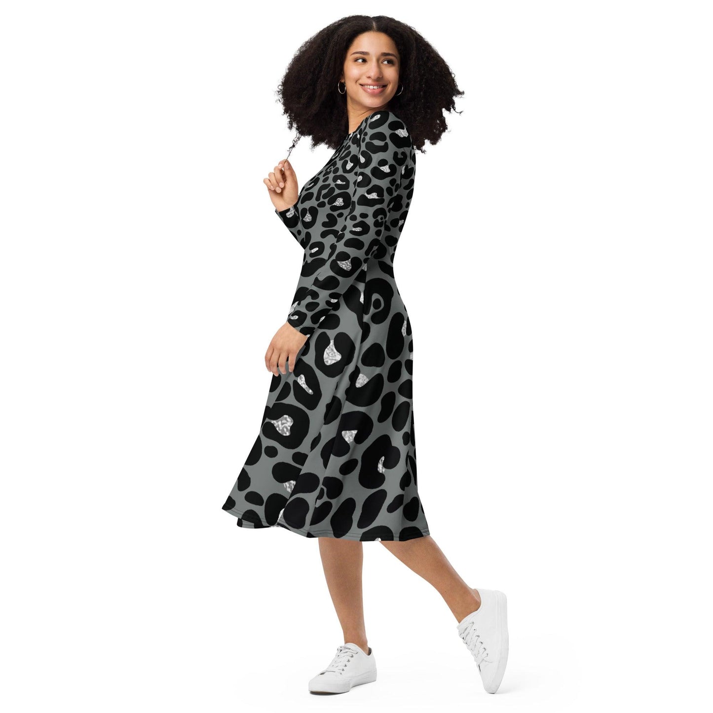 Hippo - All-over print long sleeve midi dress - Hippo