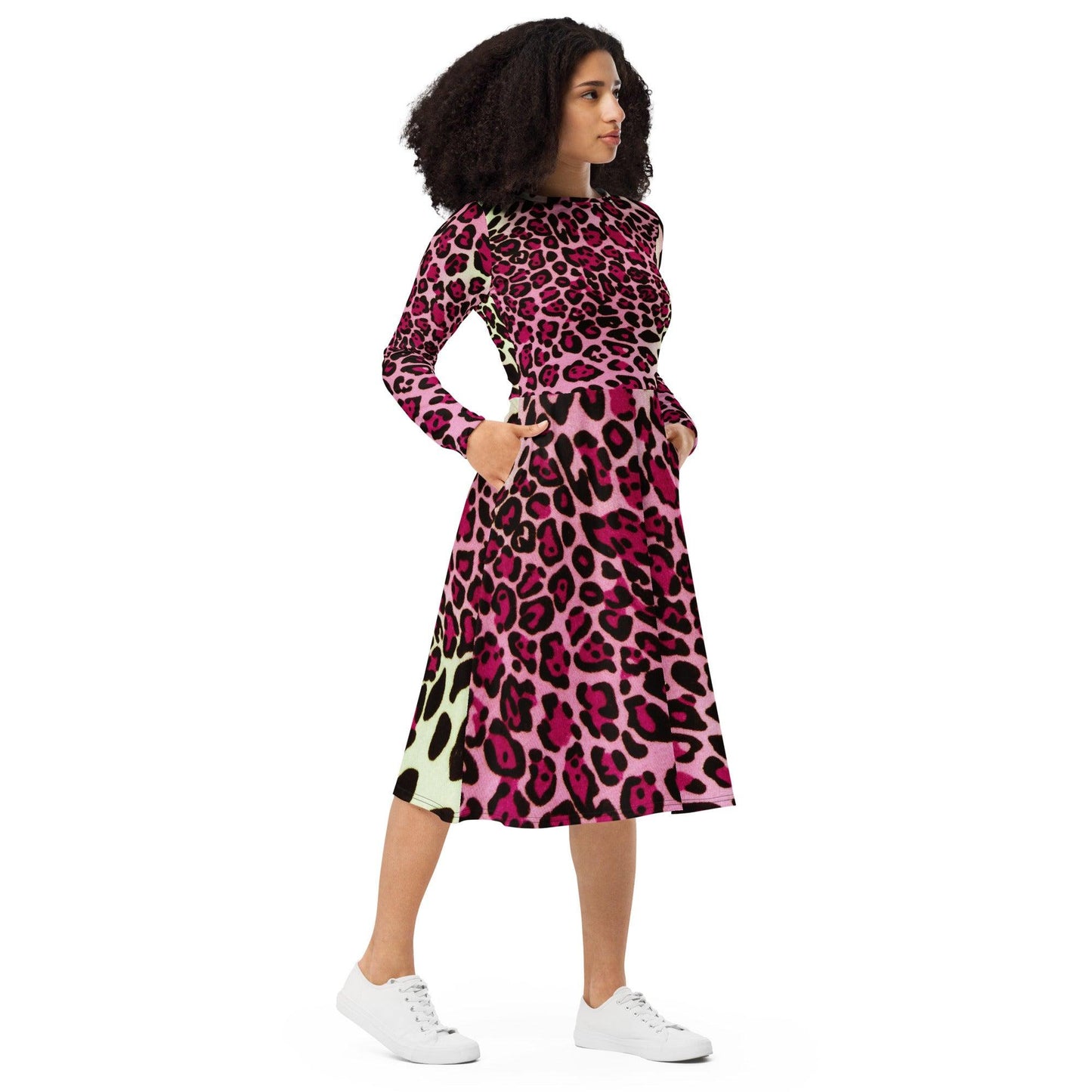 Hippo - All-over print long sleeve midi dress - Hippo