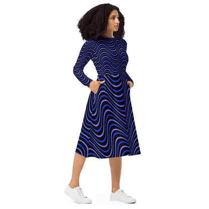 Hippo - All-over print long sleeve midi dress - Hippo