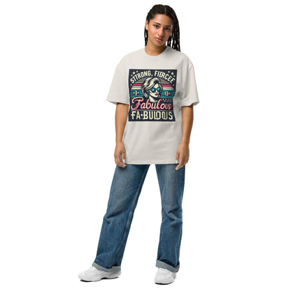 Hippo - Women Strong Fierce Fabolous graphic Oversized faded t-shirt - Hippo