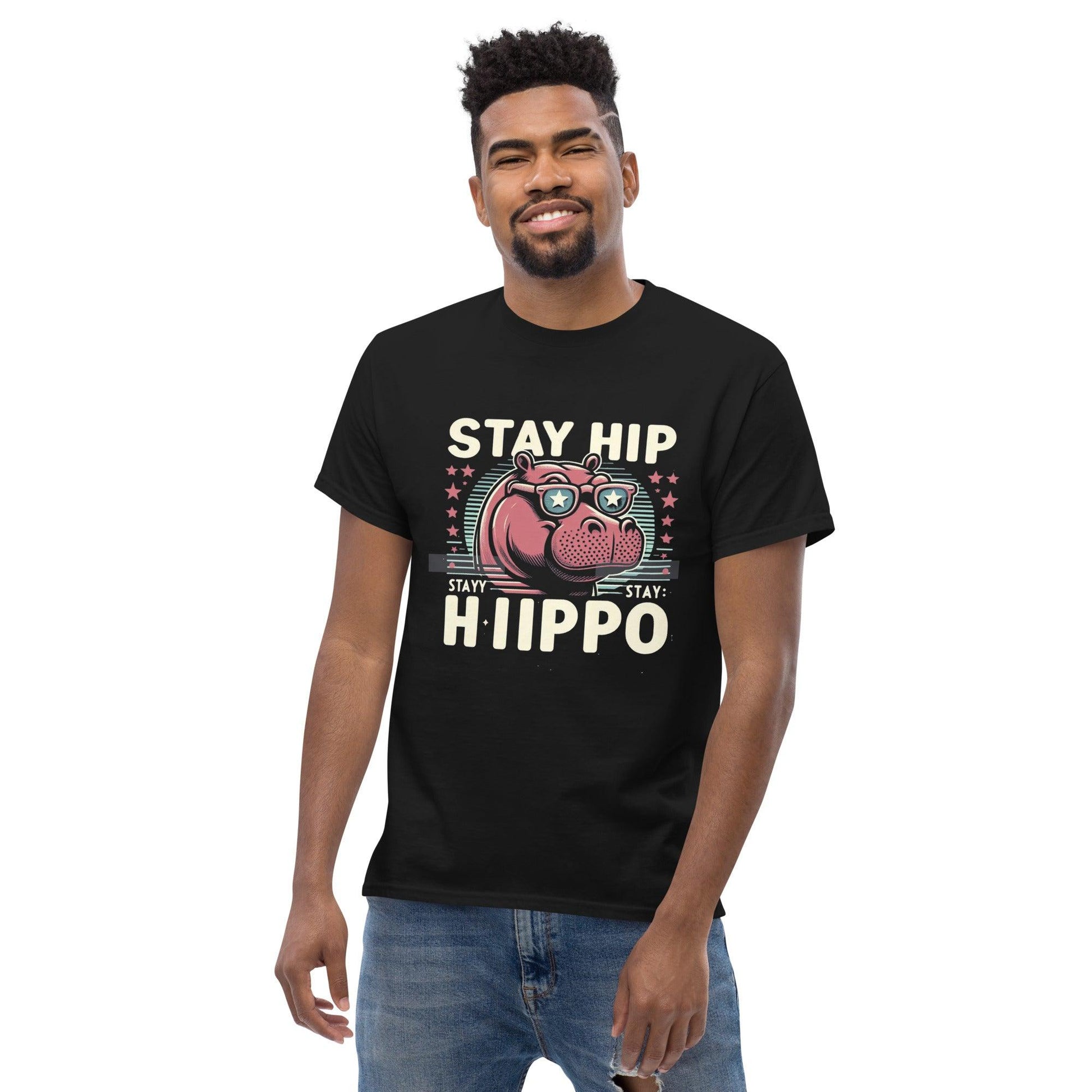 Hippo - Men's Stay Hip Stay Hippo graphic premium t-shirt - Hippo