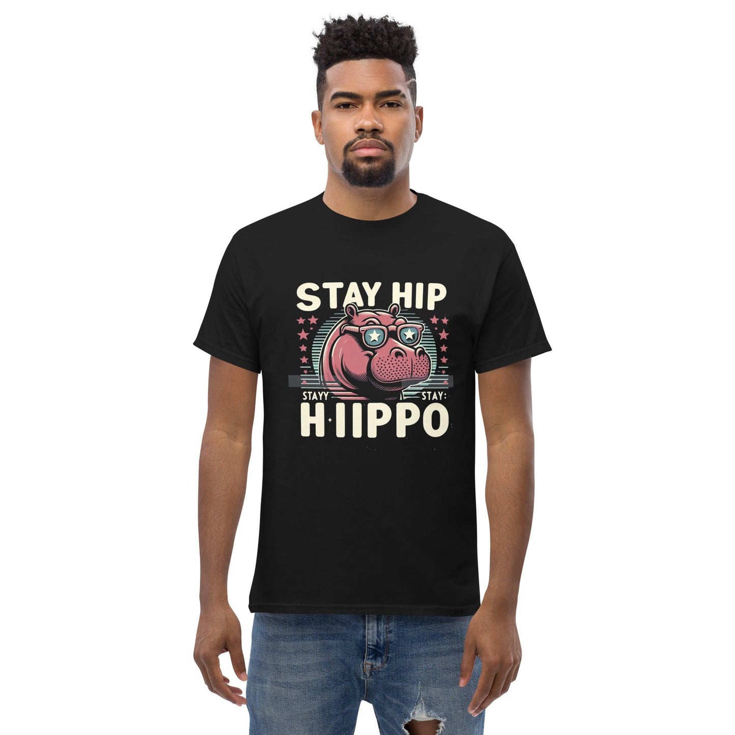 Hippo - Men's Stay Hip Stay Hippo graphic premium t-shirt - Hippo