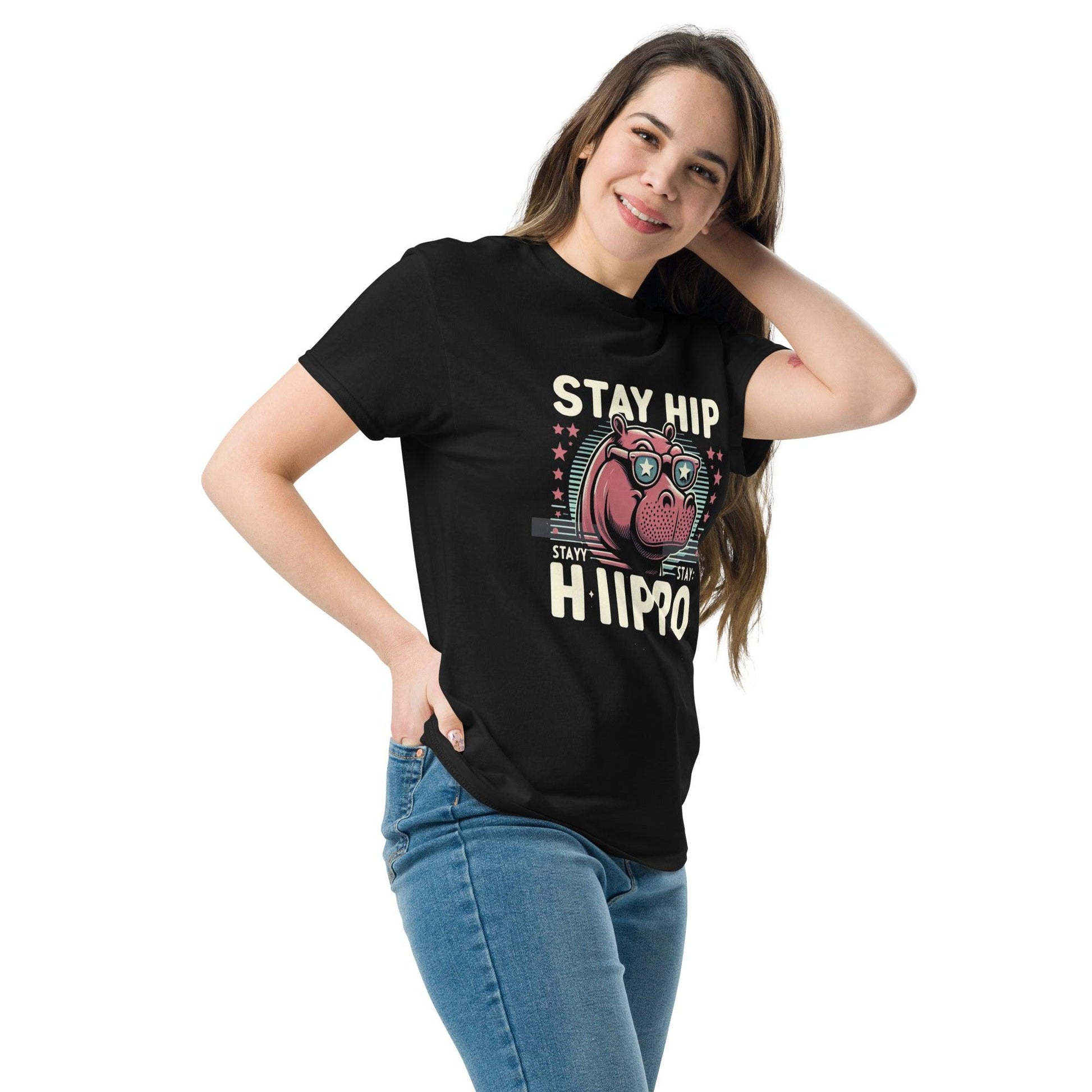 Hippo - Women's Stay Hip Stay Hippo graphic premium t-shirt - Hippo