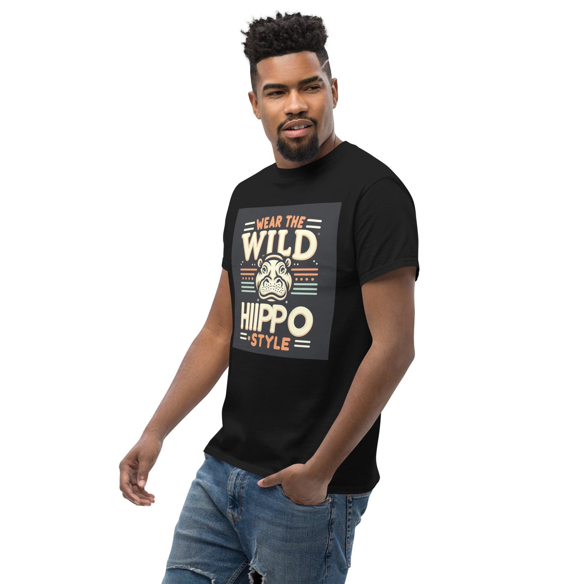 Hippo - Men's wear the wild hippo style graphic premium t-shirt - Hippo