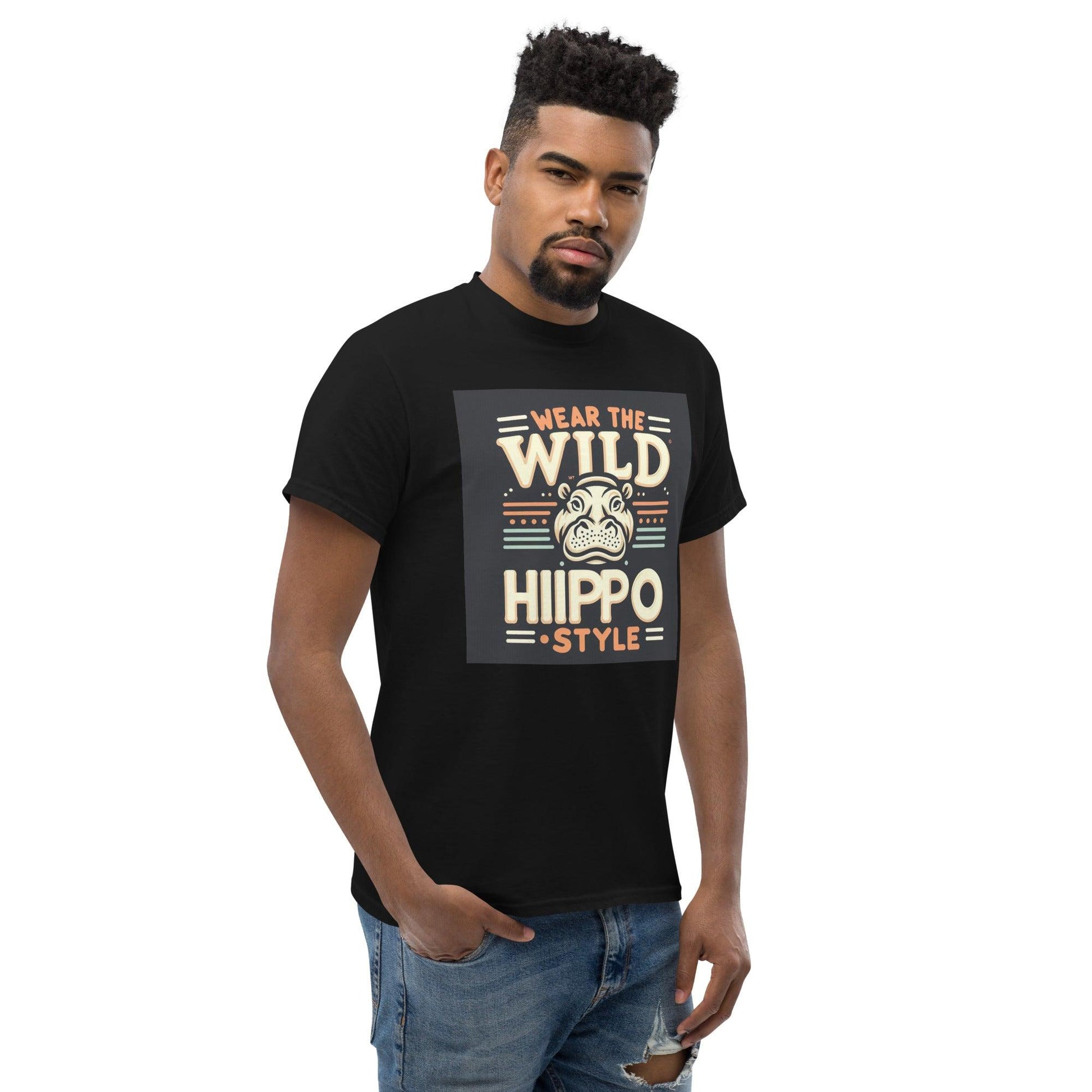 Hippo - Men's wear the wild hippo style graphic premium t-shirt - Hippo