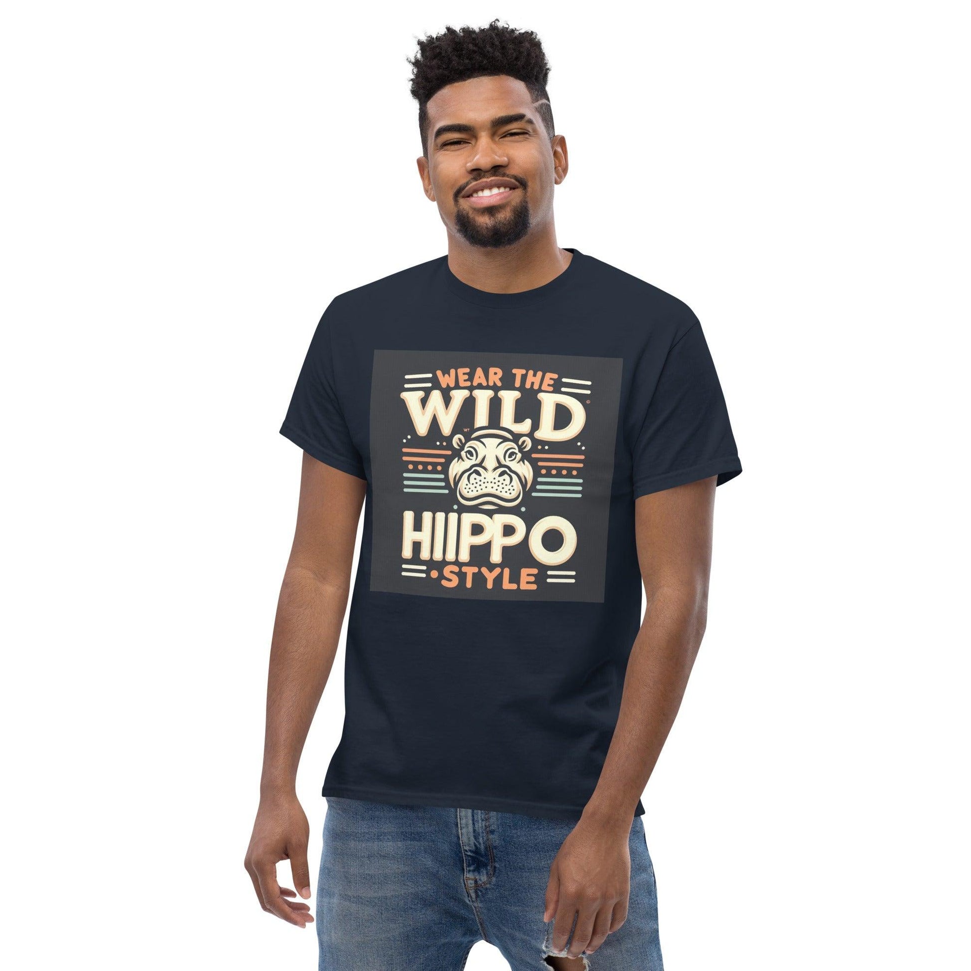 Hippo - Men's wear the wild hippo style graphic premium t-shirt - Hippo