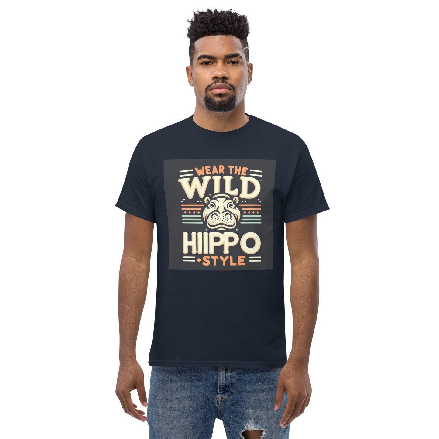 Hippo - Men's wear the wild hippo style graphic premium t-shirt - Hippo