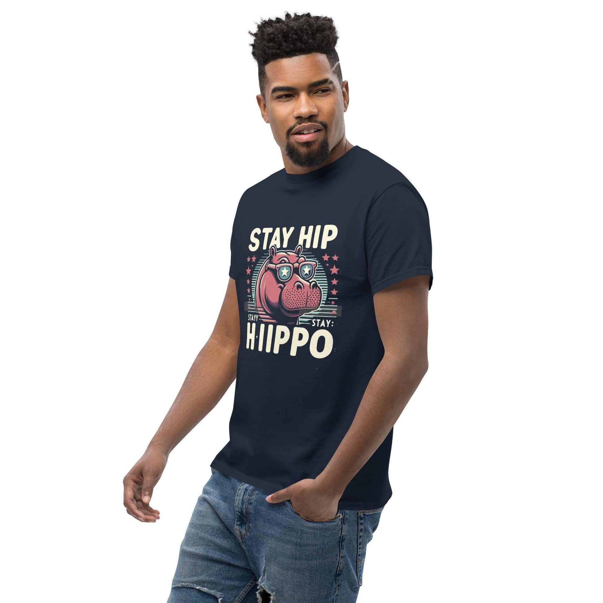 Hippo - Men's Stay Hip Stay Hippo graphic premium t-shirt - Hippo