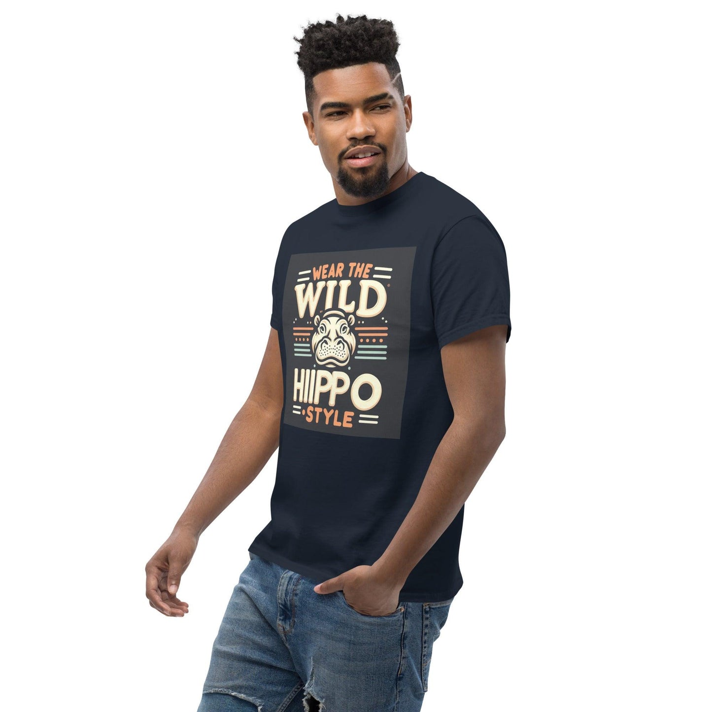 Hippo - Men's wear the wild hippo style graphic premium t-shirt - Hippo