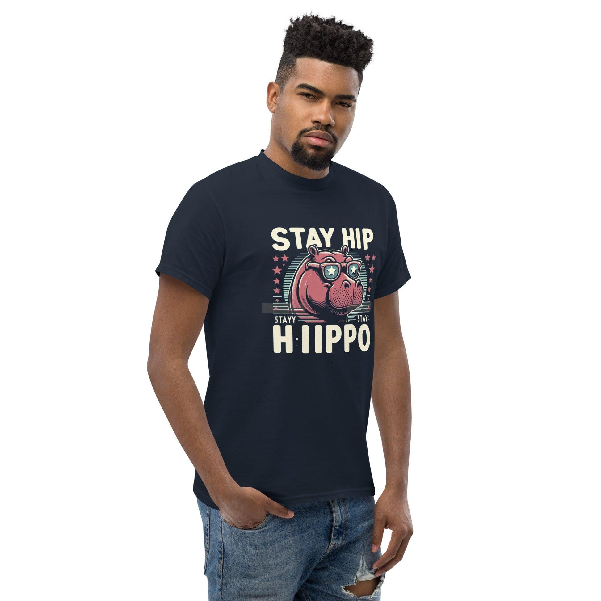 Hippo - Men's Stay Hip Stay Hippo graphic premium t-shirt - Hippo