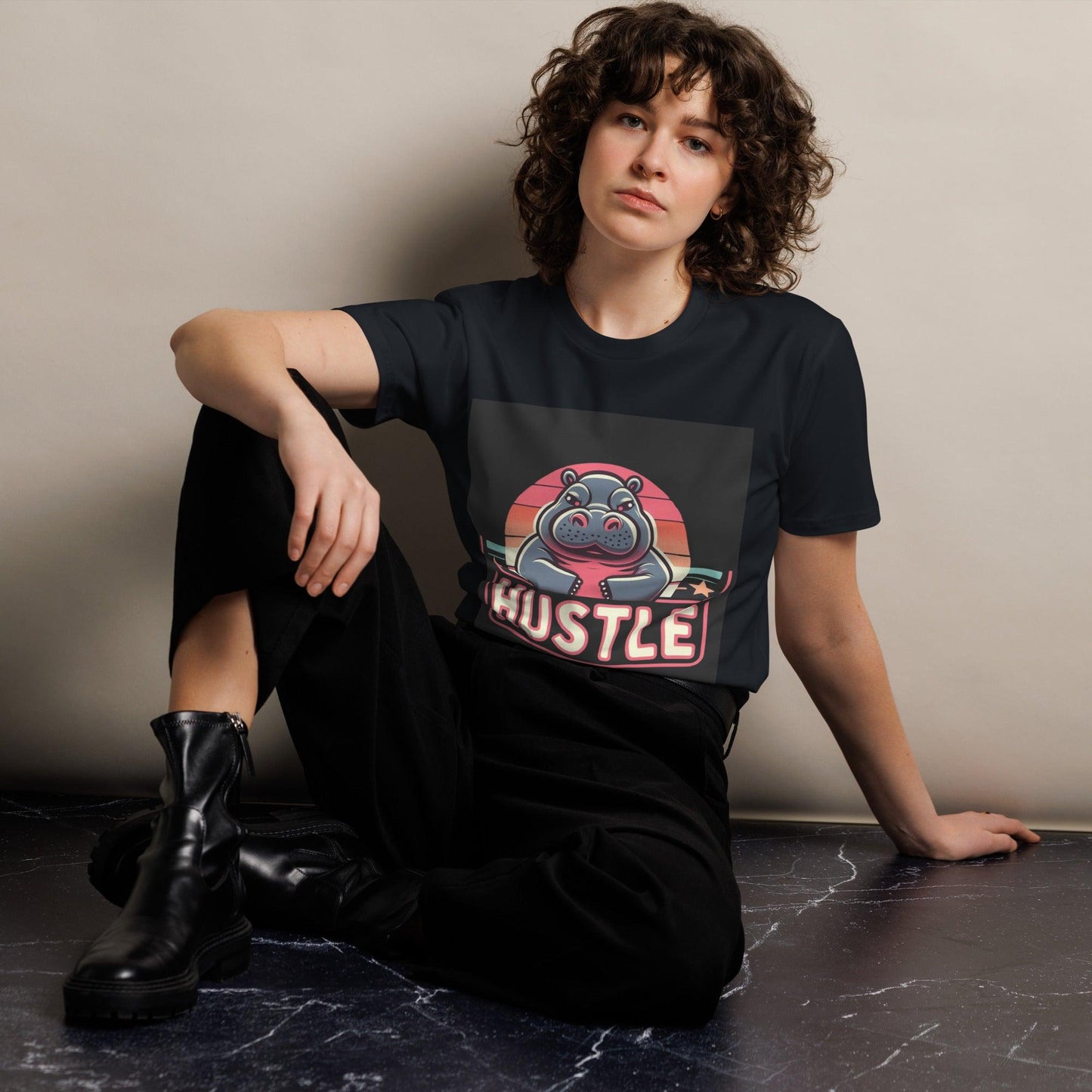 Hippo - Women's Hustle graphic premium t-shirt - Hippo