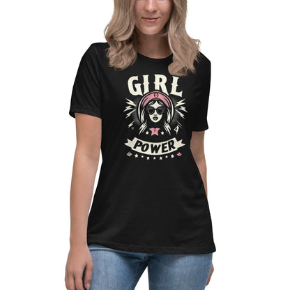 Hippo - Women's Girl Power graphic Relaxed T-Shirt - Hippo