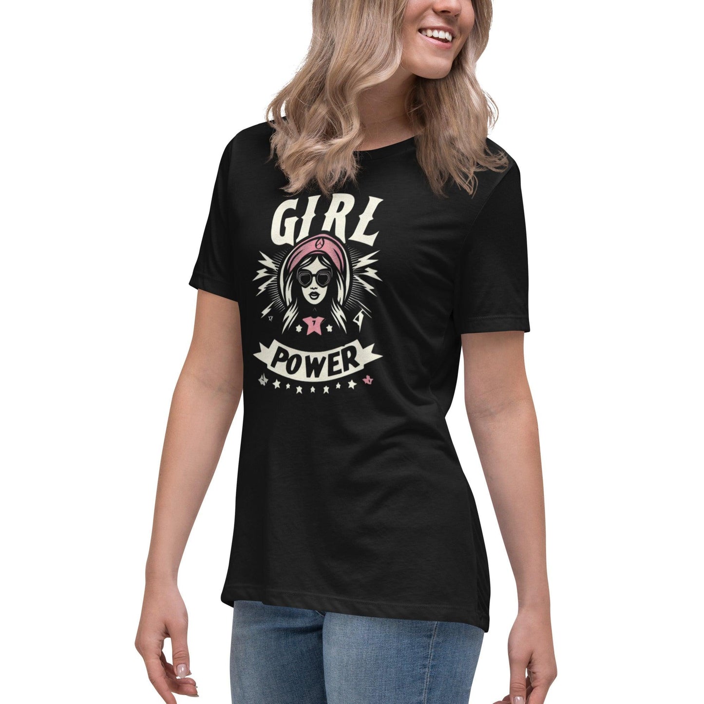 Hippo - Women's Girl Power graphic Relaxed T-Shirt - Hippo