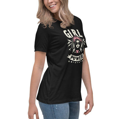 Hippo - Women's Girl Power graphic Relaxed T-Shirt - Hippo