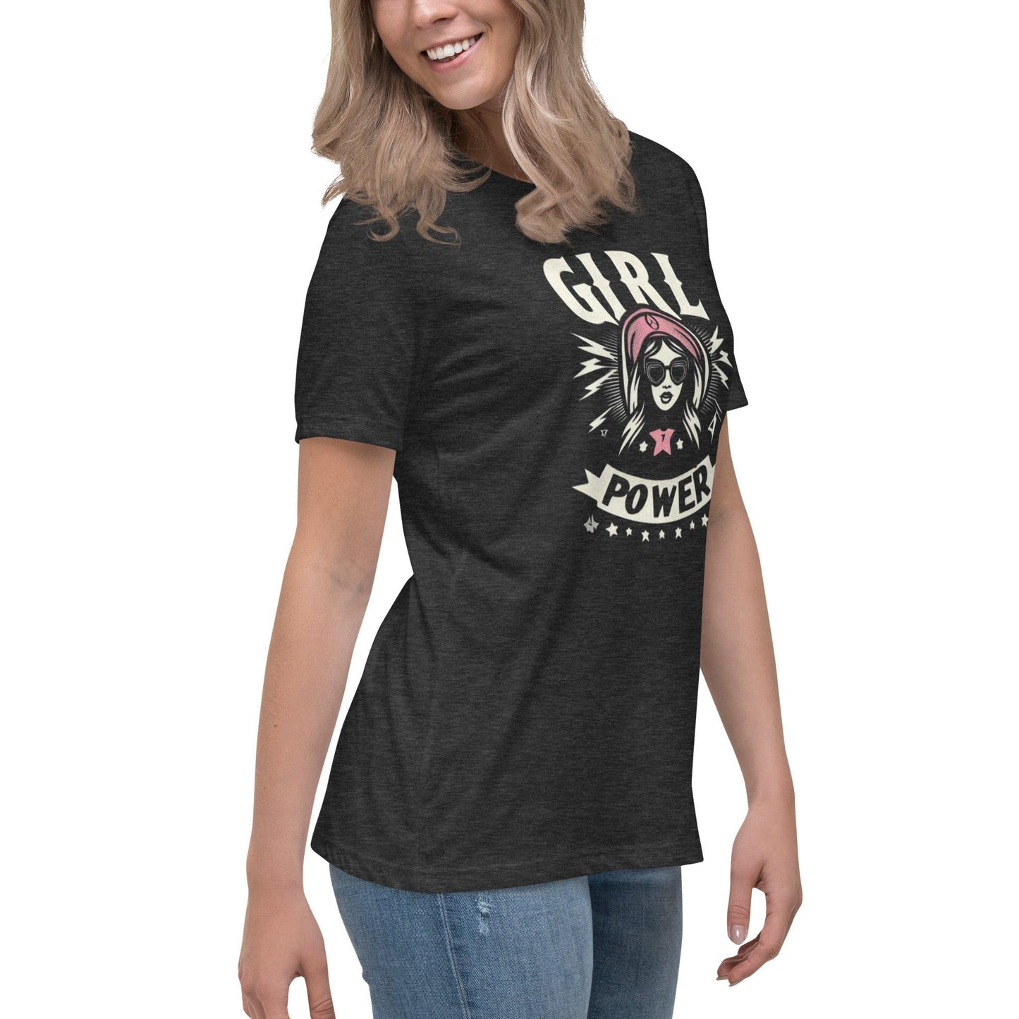 Hippo - Women's Girl Power graphic Relaxed T-Shirt - Hippo