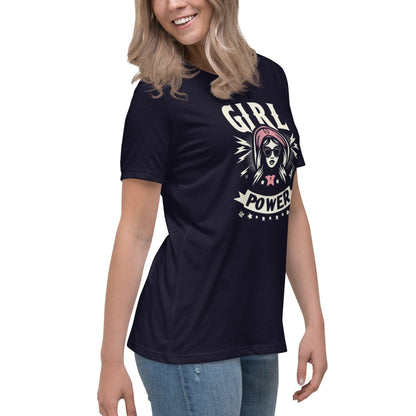 Hippo - Women's Girl Power graphic Relaxed T-Shirt - Hippo